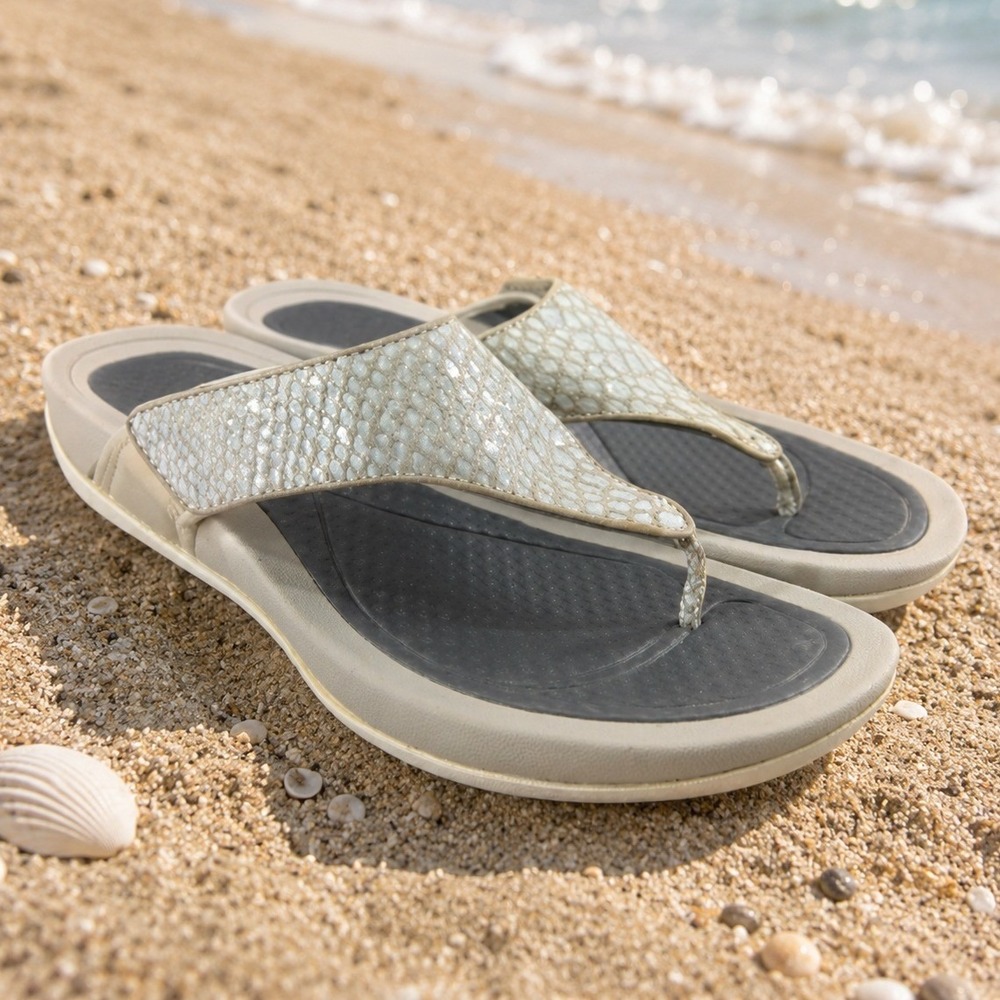 Dansko Katy Leather Thong Flip Flop Sandals Womens 40 White 9.5 US Snake Summer